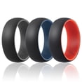 thumbnail image 2 of Anillo de bodas de silicona - Colección Duo estilo cúpula de ROQ para hombres - 3 x 13 mm Gris-Negro, Azul-Negro, Rojo-Negro, 2 of 2
