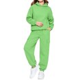 thumbnail image 6 of YUANxueke Kids 2-Piece Winter Sweatsuits Boys Girls Hoodie Sweatshirt with Kangaroo Pocket & Tapered Pants,Green,Sizes 2-14, 6 of 8