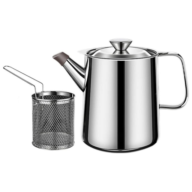 DOLITY Récipient avec Panier à Huile Canette Multi-Usage pour Cuisine Maison 1.5L