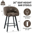 thumbnail image 3 of FIRAVOE Bar Stools Set of 2, Swivel Counter Height Bar Stools with Back & Arms (26") Faux Leather Bar Chairs for Kitchen Island, Coffee Brown, 3 of 9