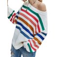 thumbnail image 4 of STARVNC Women Crew Neck Long Sleeve Striped Printed Color Block Sweater, 4 of 7