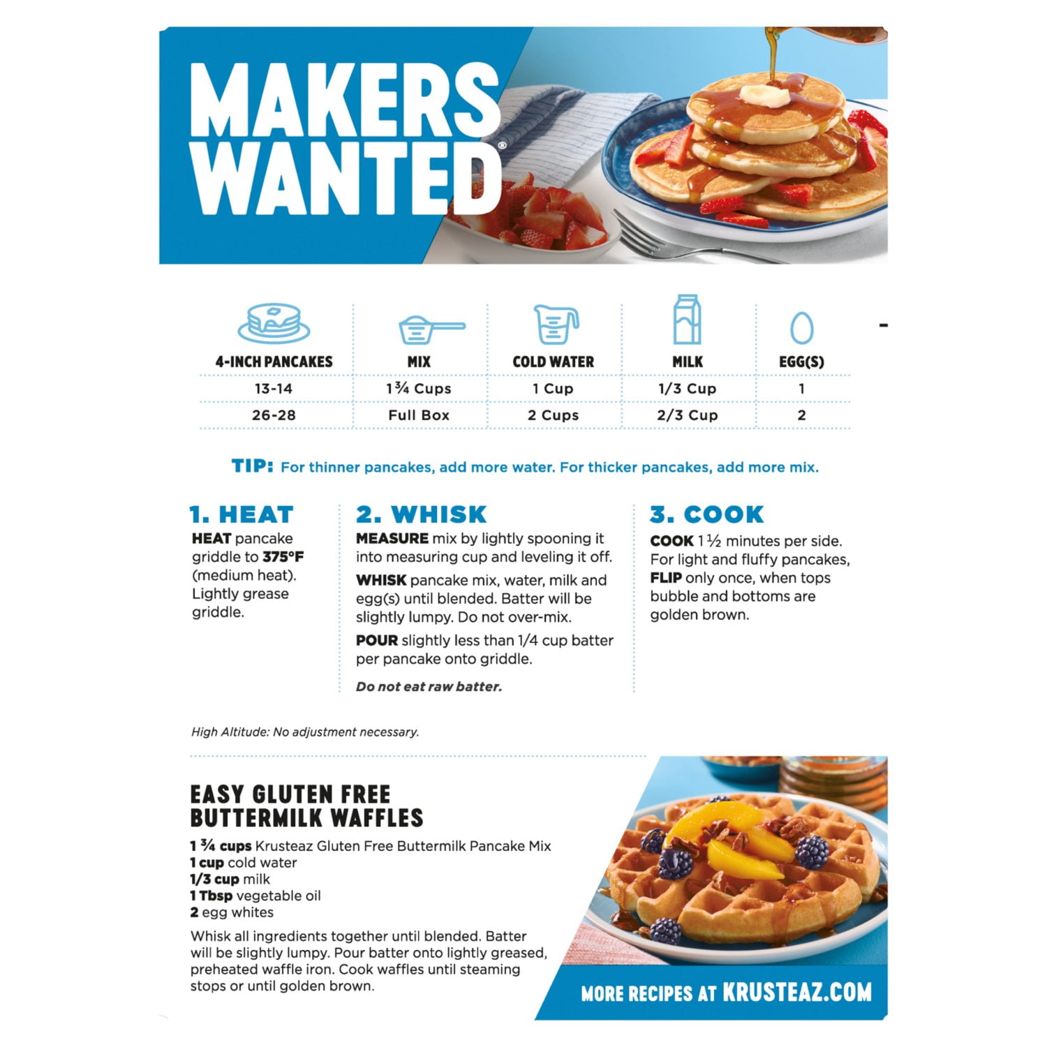 2X-Krusteaz Gluten Free Buttermilk Pancake & Waffle Mix - 16 oz