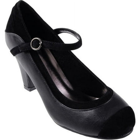 Brinley Co Womens Suede Trim Mary Jane Pumps