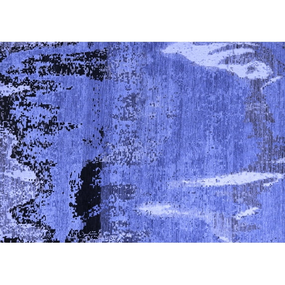 Ahgly Company Machine Washable Indoor Rectangle Abstract Blue Modern Area Rugs, 2' x 5'