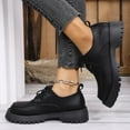 thumbnail image 6 of Black Chunky Heel Loafers For Women With Round Toe And Lace-Up Design, Ideal For Everyday Casual Outfits And Office Wear, 6 of 9