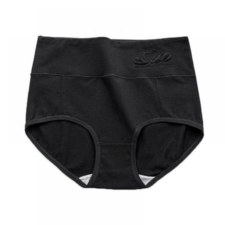 

LAST CLANCE SALE! Cotton Underwear High Waisted Panties Full Coverage Underpants Soft Strech Ladies Briefs for Women Black XL