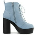 thumbnail image 5 of Unique Bargains Women's Zip Platform Chunky Heel Combat Boots, 5 of 5