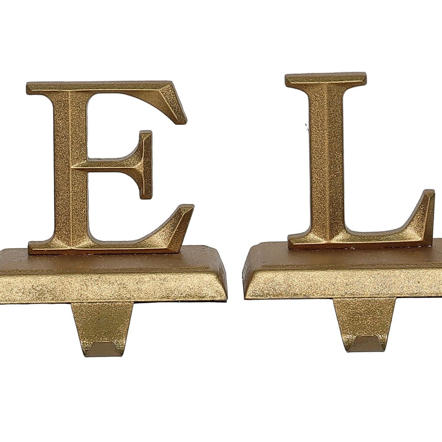 FRAÎCHE Holiday Gold Metal Noel Stocking Holder Set, 4 pack