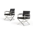 thumbnail image 3 of Leatherette Dining Chair with Button Tufted Back and Crossed Metal Base, Black and Silver, 3 of 3