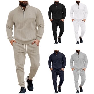 Xsylxgc Men's 2-Piece Tracksuit Set - Zip Hoodie & Sweatpants For Casual, Sport & Jogging | Fleece-Lined Winter Warmth
