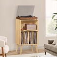 thumbnail image 3 of Joaxswe Record Player Stand with Storage, Vinyl Record Storage Cabinet Up to 160 Albums for Living Room, Burlywood, 3 of 9