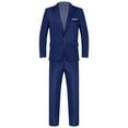 thumbnail image 4 of Mufeng Men's 2 Piece Dress Suit Slim Fit One Button Solid Formal Wedding Tuxedo Blazer Pants for Casual Formal Navy Blue S, 4 of 7