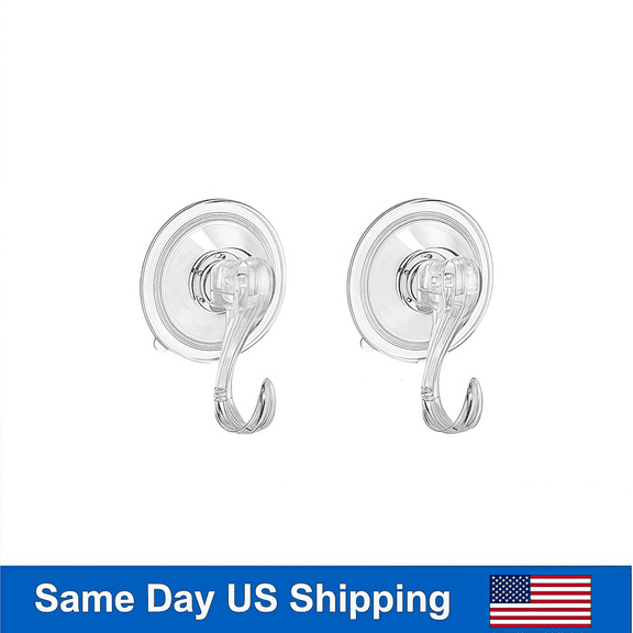 DUNCHATY Heavy Duty Suction Cup Hooks 2-Pack - 22lbs Hold, Adhesive-Free Vacuum Hooks for Bathroom Shower/Tile, Kitchen, Window - Rustproof Hangers for Towels, Plants, Holiday Decor