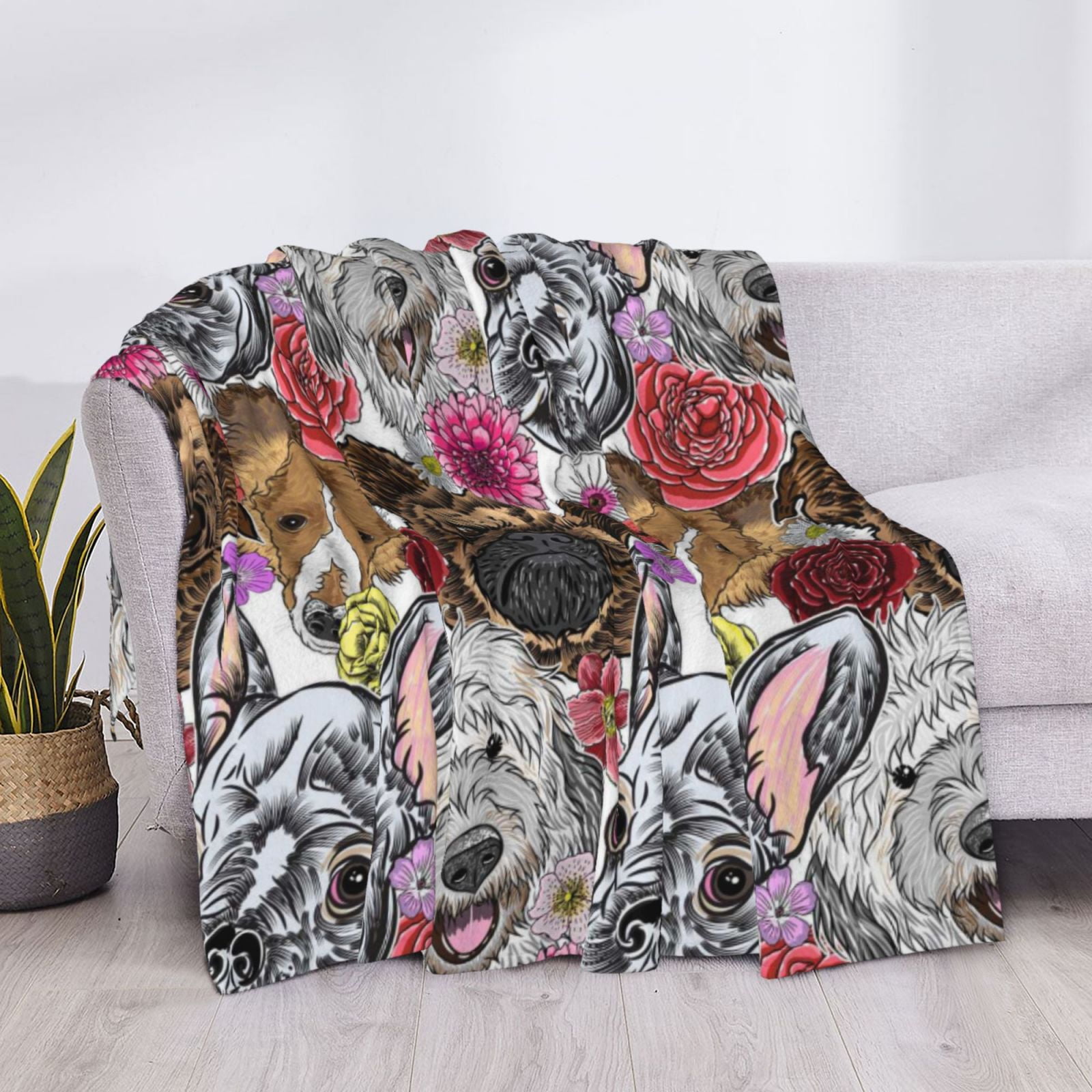 Throw Blanket for Couch - Cute Dogs Puppy1 Soft Comfy Lightweight Cozy Warm Throw Blanket, Fuzzy Plush Flannel Blanket & Throws for Sofa and Bed All Season
