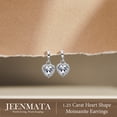 thumbnail image 3 of JeenMata Forever Heart 1.25 Carat - Moissanite - April Earrings in 18K White Gold Plating over Silver, 3 of 8