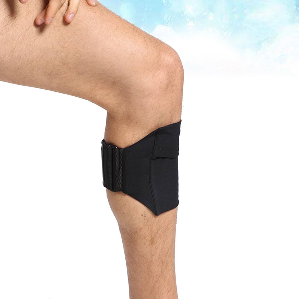 Black Sports Running Leg Pouch Elastic Calf Bag Hook and Loop Tape