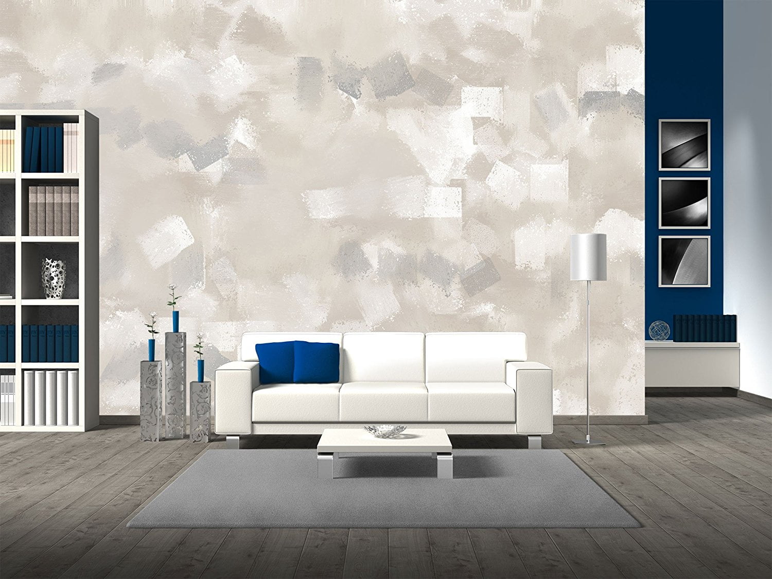 Wall26 Beige and Grey Abstract Art Painting - Removable Wall Mural