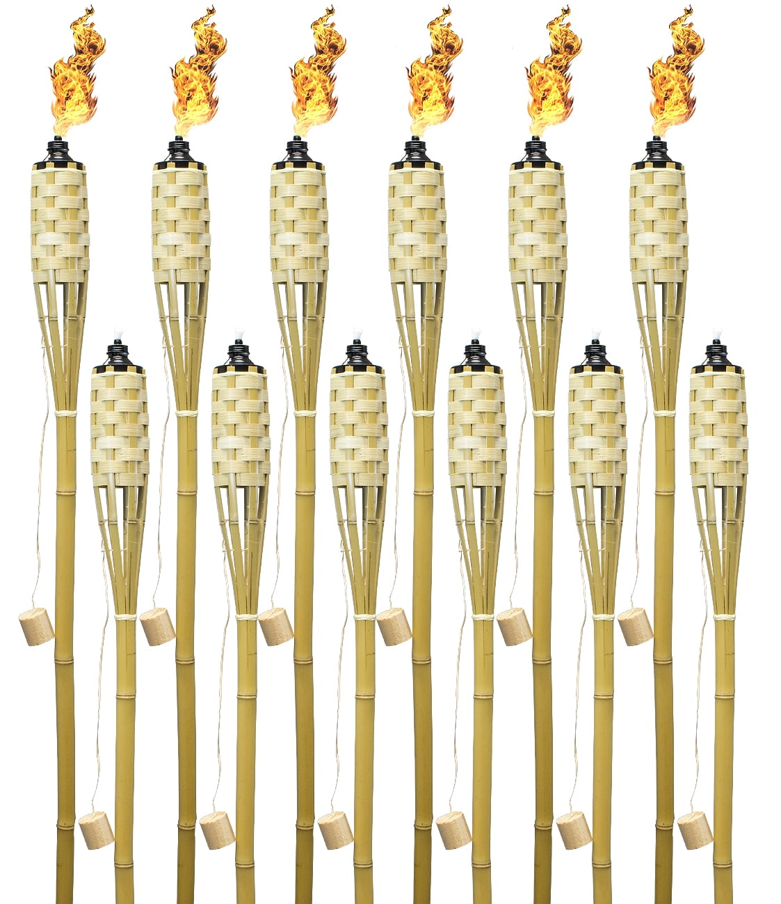 Blue SET OF 24  Bamboo Tiki Torches Bamboo Covers 59" Includes Oil Canisters 