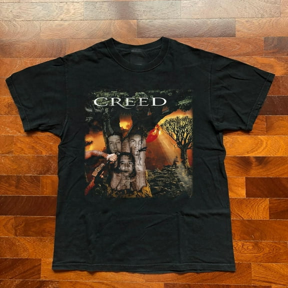 VTG Creed Weathered Short Sleeve Cotton Black All Size Shirt VC1572