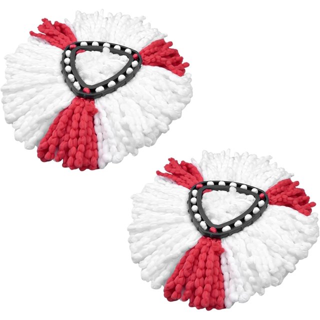 Pack Mop Heads Compatible con Vileda 2 en 1 Turbo Mop Cabezal de Recambio, Rojo, Blanco.