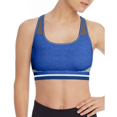 Champion The Absolute Mesh Sports Bra - Size - L - Color - Surf the Web Heather/Oxford Grey Heather