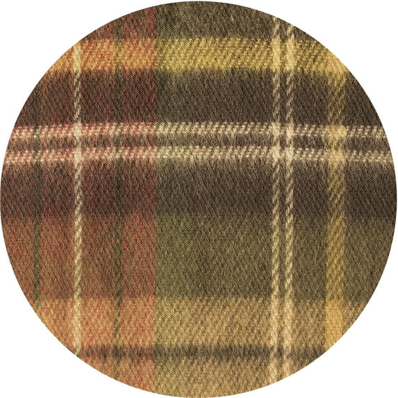 Ahgly Company Indoor Round Patterned Cinnamon Brown Area Rugs, 7' Round