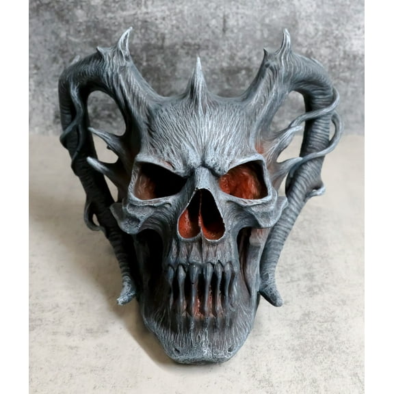 Death Embers Spawn Of Hell Spiked Horns Maleficent Demon Lord Skull Figurine