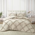 thumbnail image 1 of King Size Comforter Set Bedding Ruched Coral Comforter King Bed Set Boho Shabby Chic Comforter Fluffy Piece Ruffle Comforter Set with Pillow Girl Bedding Soft and Luxury, 1 of 6