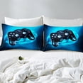 thumbnail image 5 of Gaming Bedding Set Bed Sheet Set Queen Size Soft Microfiber Gamer Console Video Game Fitted Sheet Teens Game Room Decor Bed Cover with 2 Pillow Case (Flat Sheet not Included), Blue, 5 of 5