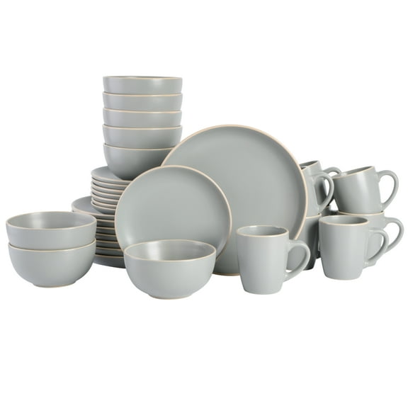 Gibson Home Rockaway 32 Piece Dinnerware Set - Gray
