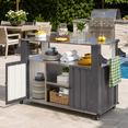 thumbnail image 2 of AECOJOY 43" Outdoor Grill Table with Storage Cabinet, BBQ Prep Cart with Wheels, Outdoor Kitchen Island, Mobile Serving Station for Patio and Garden, Dark Grey, 2 of 8