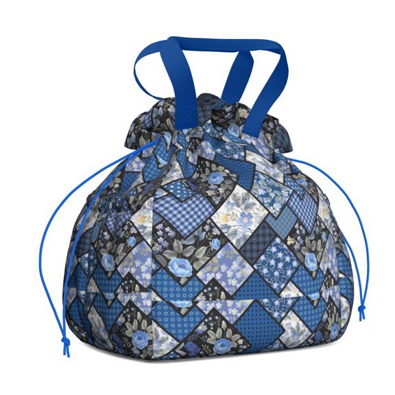Pioneer Flower Drawstring Lunch Bag Women - Drawstring Lunch Bag Insulated for Work Office - Stain-Resistant Large Lunchbags for Women with Multi-Pockets