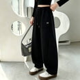 thumbnail image 2 of Gunia Sweatpants For Little Girls Joggers Boys Casual Sweatpants Loose Fit Wide Leg Pants For Autumn Daily Wear Comfortable Street Style Tween Kids Athletic Pants Black 5-6 Years, 2 of 3