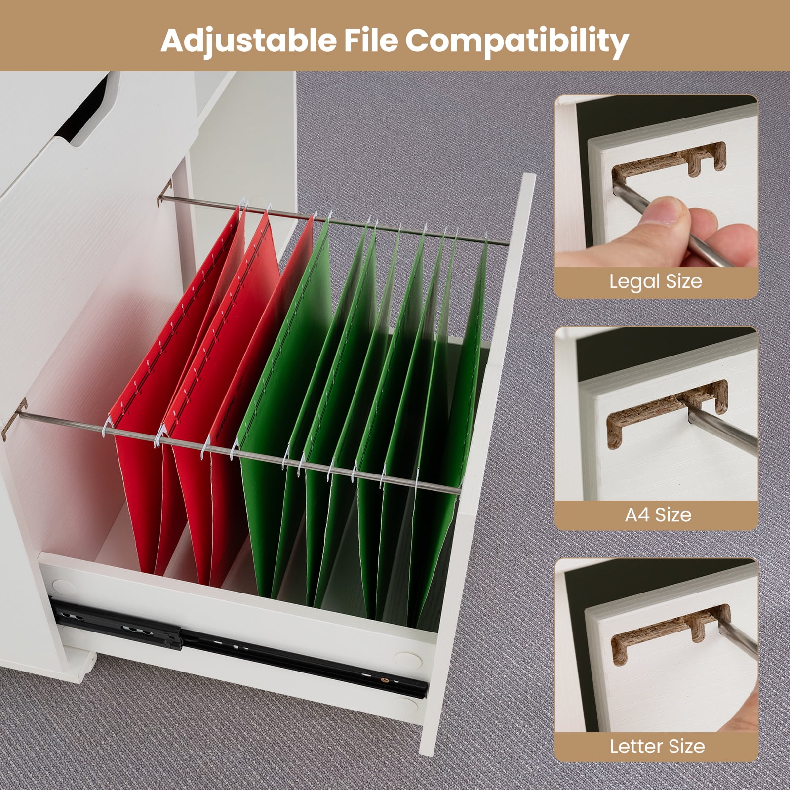 Giantex Rolling File Cabinet, Lateral Filing Cabinet w/Open Storage Shelves, Under Desk Storage Organizer, Mobile Printer Stand, White