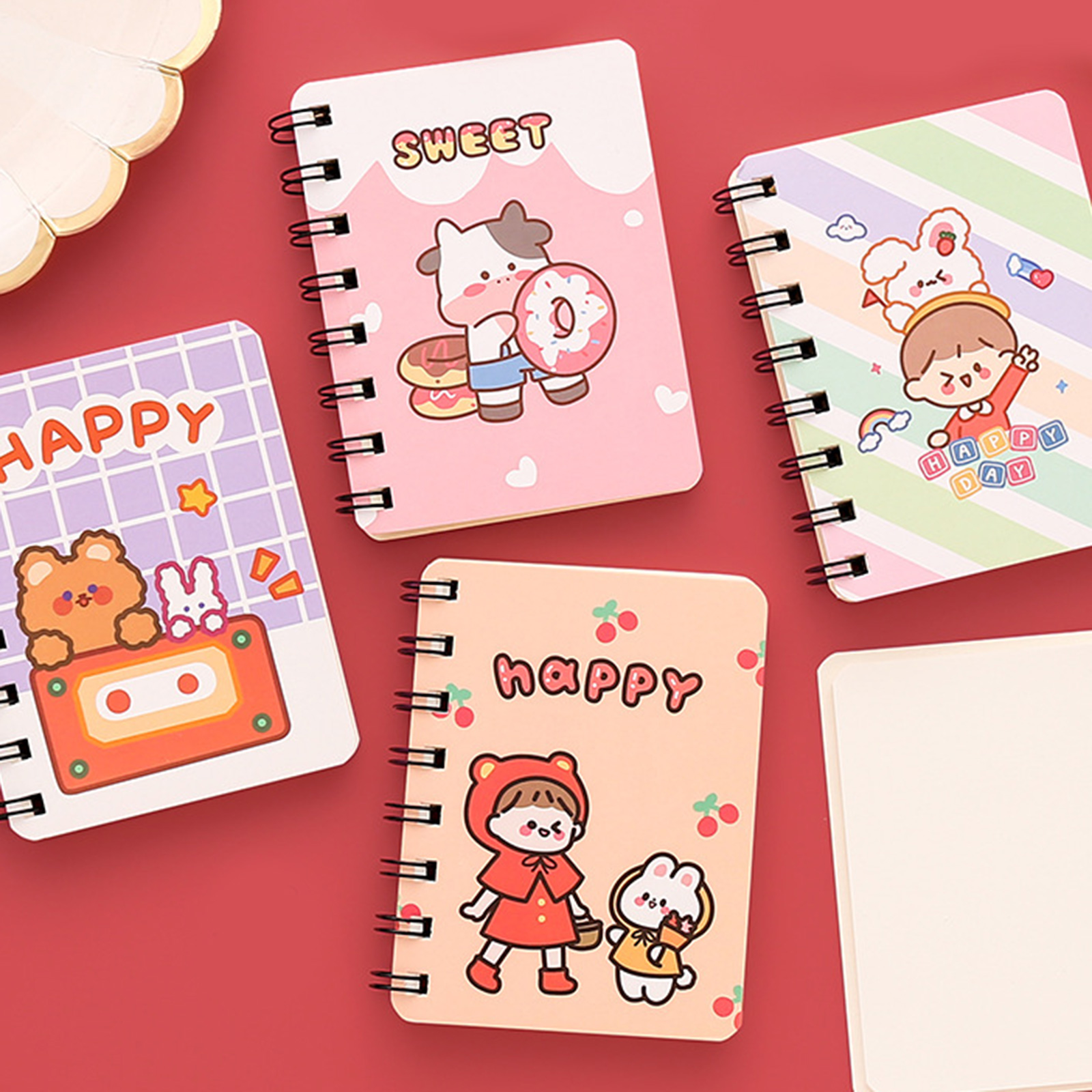 YEUHTLL Cartoon Mini Pocket Spiral Notebook Blank/Lined Note Book 4.13x3.15  Inch Memo Notepad for Preschool Kindergarten Kids