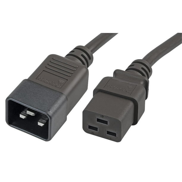 PRO ELEC IEC Male C20 to Female C19 Extension Lead, Black, 1m, 16A