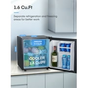 1.6 Cu.ft Mini Refrigerator with 7 Temp Control, FOHERE Compact Fridge with Freezer, Low Noise, Stainless Steel