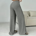 thumbnail image 5 of ABATAB Women's Summer Pants Summer Wide Leg Lounge Ribbed Pants Drawstring Elastic Waist Comfy Striped Trendy Clothes, 5 of 6