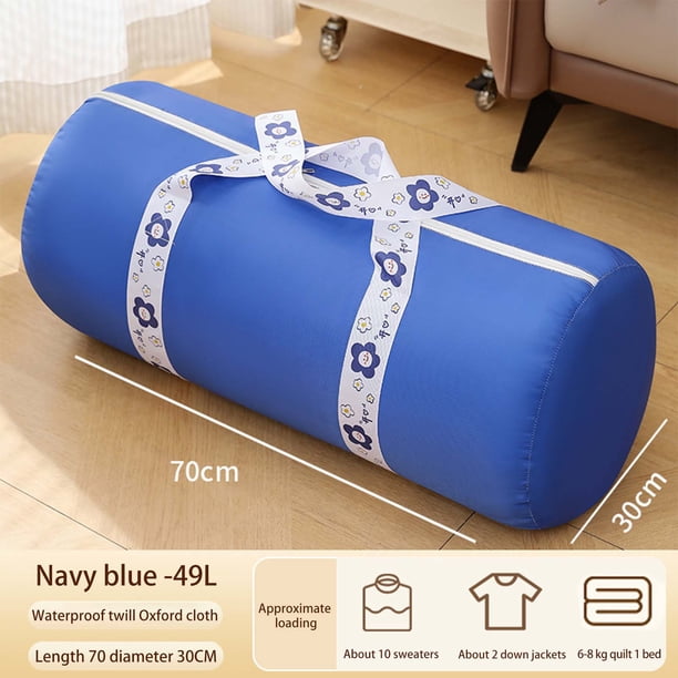 Bolsa de almacenamiento de gran capacidad con asa, organizador plegable tipo cubo, tela transpirable y asas reforzadas para mantas, ropa y almohadas, ideal para apartamentos pequeños y