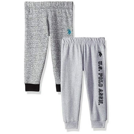 U.S. Polo Assn. Little Boys Heather Gray 2 Pack Fleece Casual Pants Set 2-4T