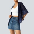 thumbnail image 4 of Coduop Women Open Front Shrug Short Sleeve Lace Patchwork Sheer Bolero Cover Up, 4 of 6