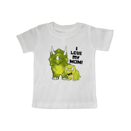 

Inktastic I love my Mom with Baby and Mommy Triceratops Gift Baby Boy or Baby Girl T-Shirt