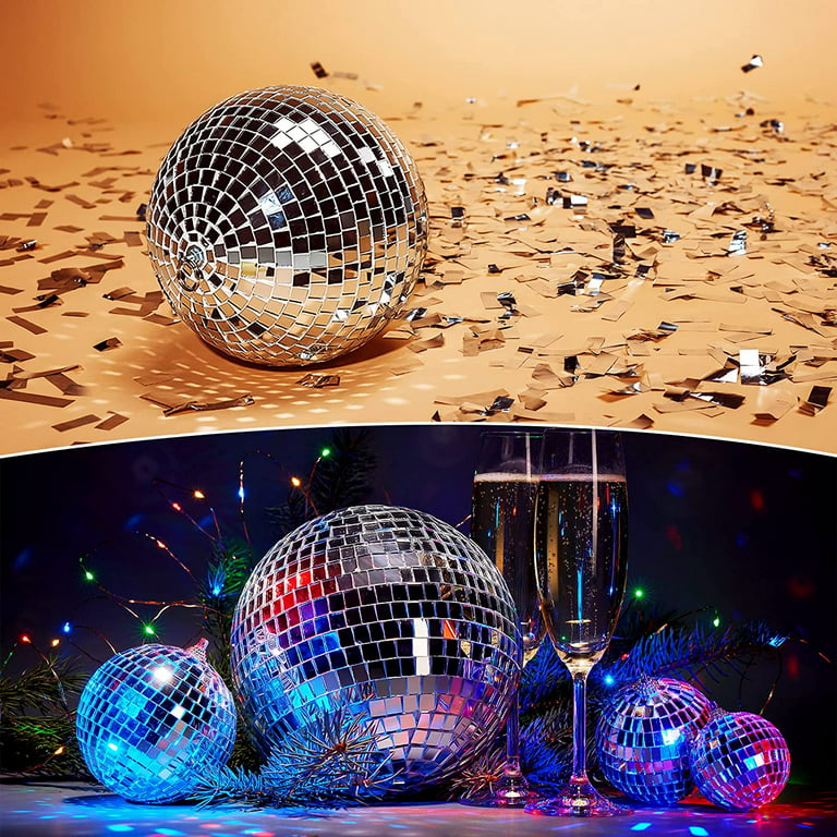 Kingslim 12 Mirror Disco Balls - 12Inch Silver Hanging Ornaments - For  Home Decorations Party Club Stage Lighting 