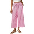 thumbnail image 6 of Jewelreauty Women's Plaid Capri Pants with Pockets Tie High Waist Wide Leg Capris Trendy Casual Summer Clothes (XL, Pink), 6 of 7