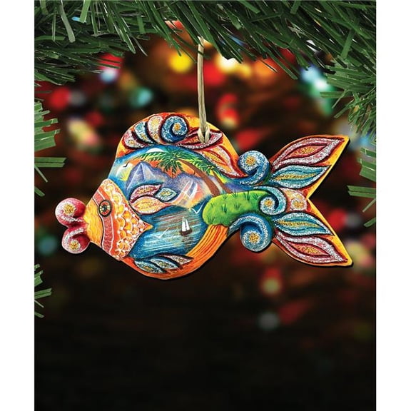 8126161 Paradise Fish Wooden Christmas Ornament Set of 2