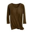 thumbnail image 3 of Women's Solid Color Short Sleeve Round Neck T-Shirt Tops Blouses Crewneck Puff Sleeve Loose Fit Plain Soft Casual Daily Wear Loungewear Travel Fashion Essential Gift for Women, 3 of 9