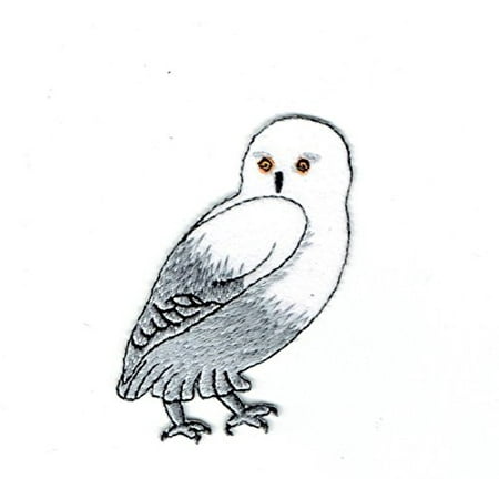 Arctic Applique - Snowy Owl - White - Arctic - Birds - Iron On Embroidered Applique Patch