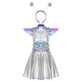thumbnail image 4 of Aislor Women's Alien Astronaut Shiny Metallic A-line Dress with Headband Halloween Cosplay Silver S, 4 of 7
