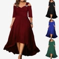 thumbnail image 4 of Women's Solid Long Sleeve Knit Split Dress Ladies Bodycon Pullover Party Clubwaer Dresses Clothing Plus Size, 4 of 5