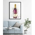 thumbnail image 2 of IDEA4WALL Framed Canvas Art Wall Decor A Bottle of Pink Champagne with Gold Label Drinks Wine Watercolor Pop Art Modern Expressive for Dorm Home Office - 24"x36", 2 of 4